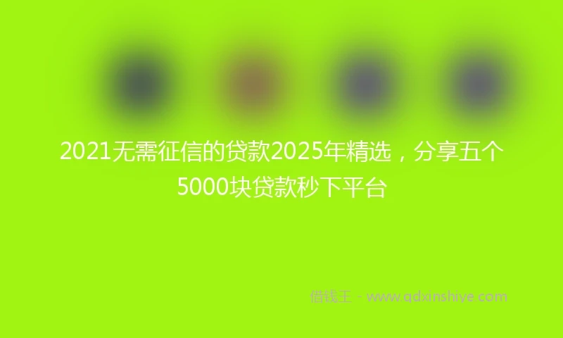 2021无需征信的贷款2025年精选，分享五个5000块贷款秒下平台