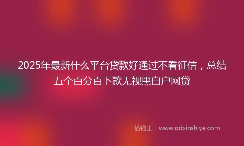 2025年最新什么平台贷款好通过不看征信，总结五个百分百下款无视黑白户网贷