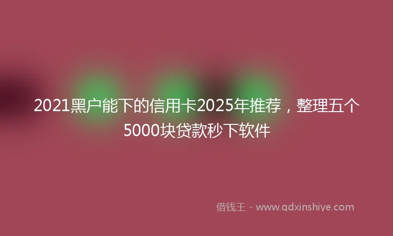 2021黑户能下的信用卡2025年推荐，整理五个5000块贷款秒下软件