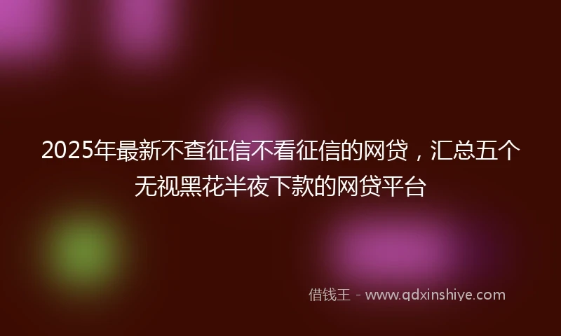 2025年最新不查征信不看征信的网贷，汇总五个无视黑花半夜下款的网贷平台