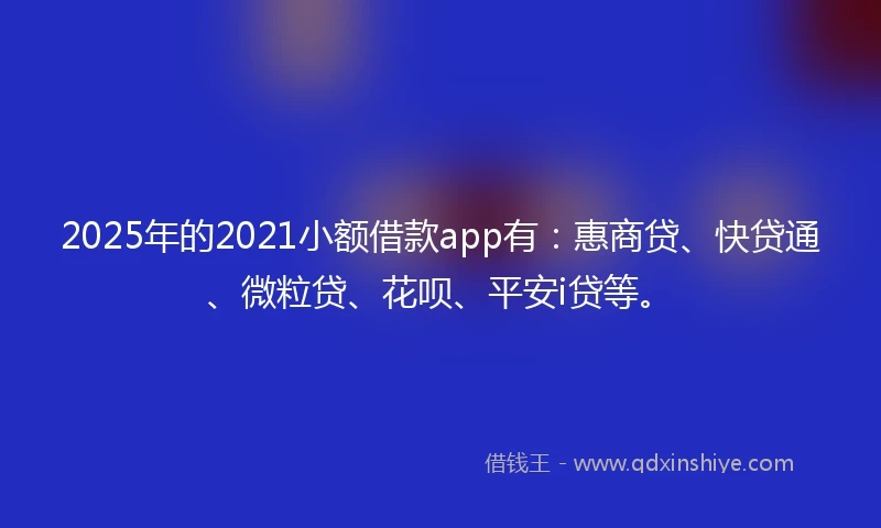 2025年的2021小额借款app有：惠商贷、快贷通、微粒贷、花呗、平安i贷等。