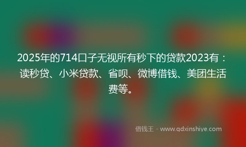 2025年的714口子无视所有秒下的贷款2023有：读秒贷、小米贷款、省呗、微博借钱、美团生活费等。