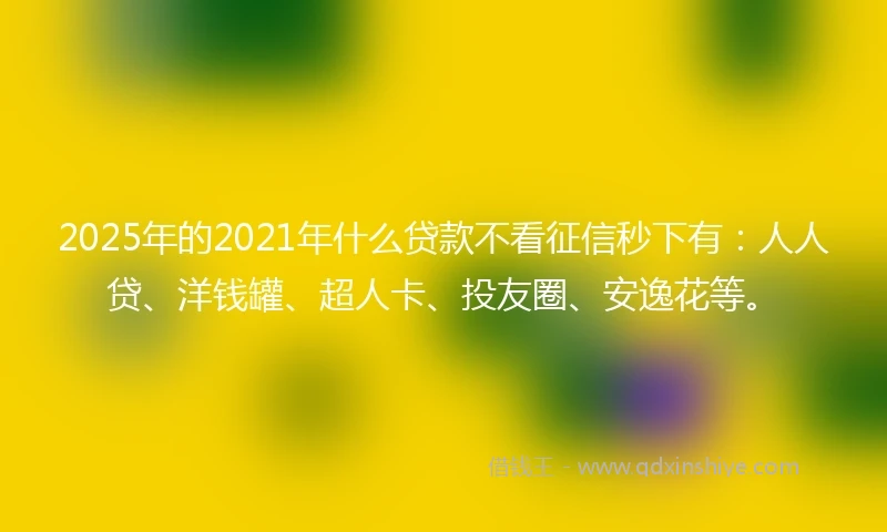 2025年的2021年什么贷款不看征信秒下有：人人贷、洋钱罐、超人卡、投友圈、安逸花等。