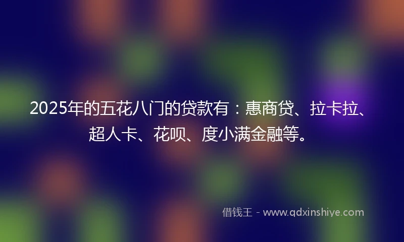 2025年的五花八门的贷款有：惠商贷、拉卡拉、超人卡、花呗、度小满金融等。