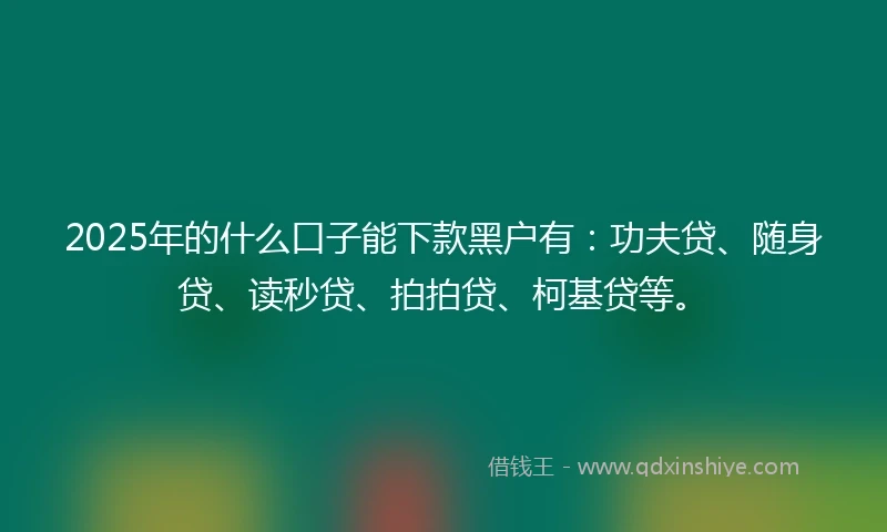 2025年的什么口子能下款黑户有：功夫贷、随身贷、读秒贷、拍拍贷、柯基贷等。
