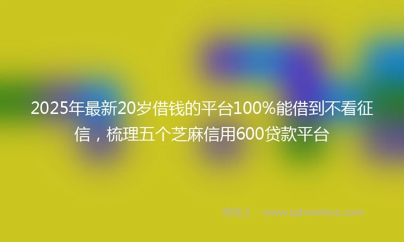2025年最新20岁借钱的平台100%能借到不看征信，梳理五个芝麻信用600贷款平台