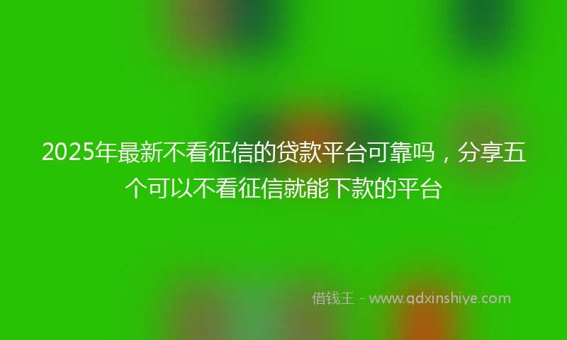 2025年最新不看征信的贷款平台可靠吗，分享五个可以不看征信就能下款的平台