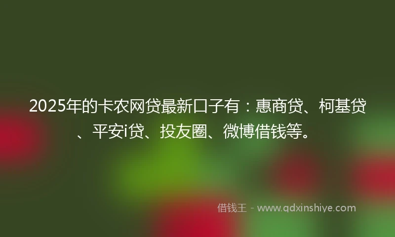 2025年的卡农网贷最新口子有：惠商贷、柯基贷、平安i贷、投友圈、微博借钱等。