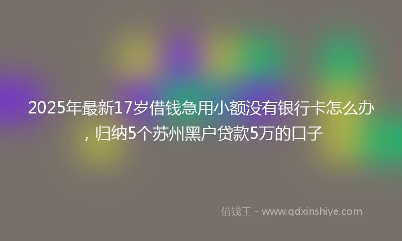 2025年最新17岁借钱急用小额没有银行卡怎么办，归纳5个苏州黑户贷款5万的口子