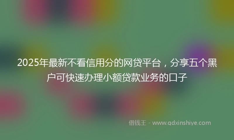 2025年最新不看信用分的网贷平台，分享五个黑户可快速办理小额贷款业务的口子