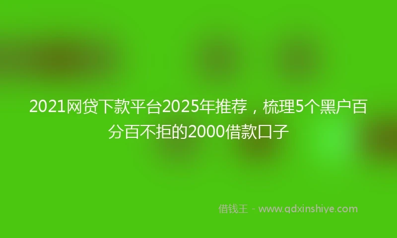 2021网贷下款平台2025年推荐，梳理5个黑户百分百不拒的2000借款口子