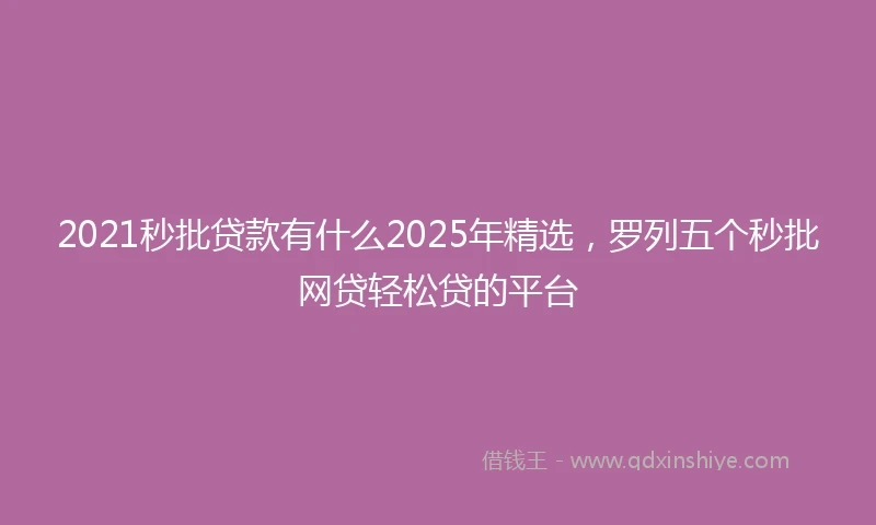 2021秒批贷款有什么2025年精选，罗列五个秒批网贷轻松贷的平台