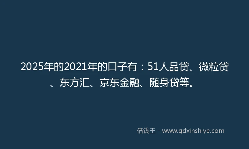 2025年的2021年的口子有：51人品贷、微粒贷、东方汇、京东金融、随身贷等。