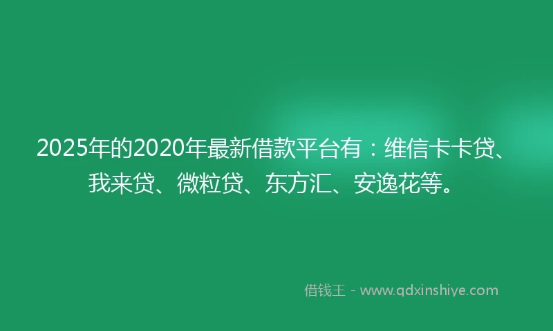 2025年的2020年最新借款平台有：维信卡卡贷、我来贷、微粒贷、东方汇、安逸花等。