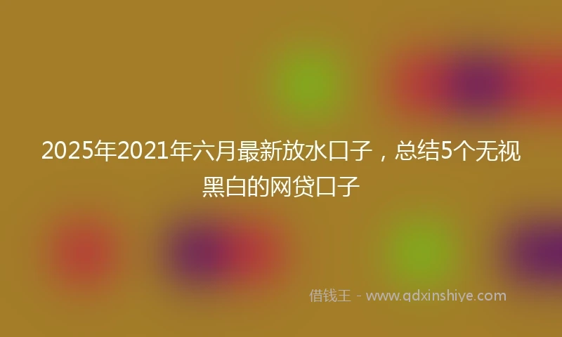 2025年2021年六月最新放水口子，总结5个无视黑白的网贷口子