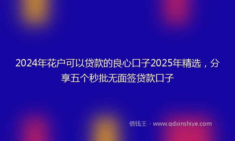 2024年花户可以贷款的良心口子2025年精选，分享五个秒批无面签贷款口子