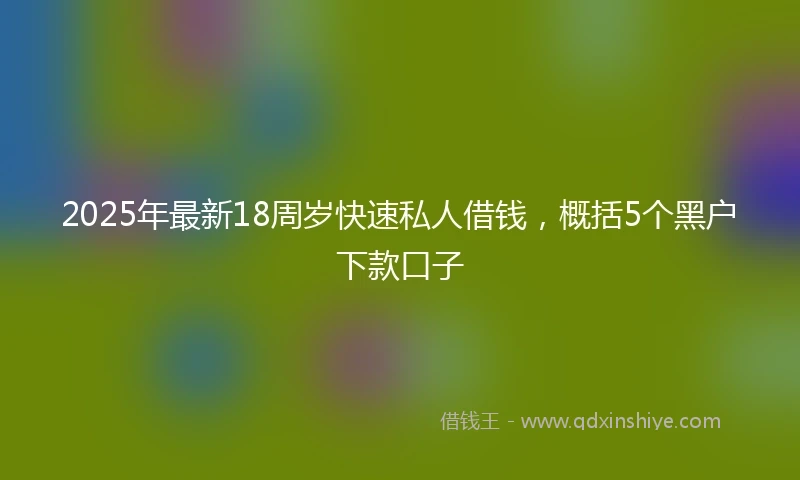2025年最新18周岁快速私人借钱，概括5个黑户下款口子