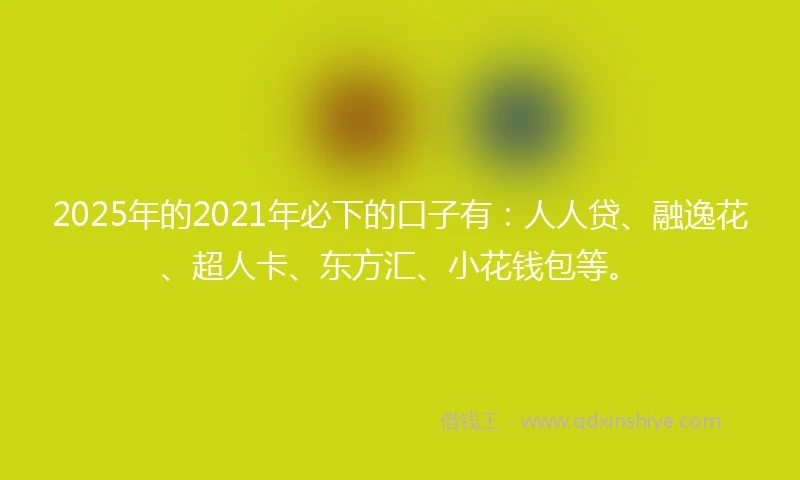 2025年的2021年必下的口子有：人人贷、融逸花、超人卡、东方汇、小花钱包等。