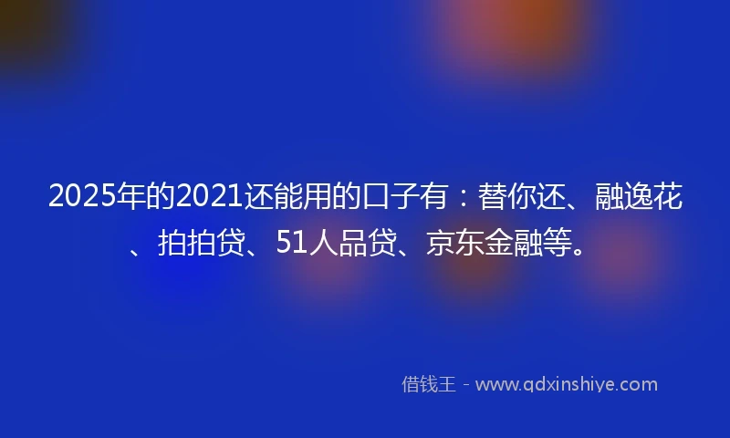 2025年的2021还能用的口子有：替你还、融逸花、拍拍贷、51人品贷、京东金融等。