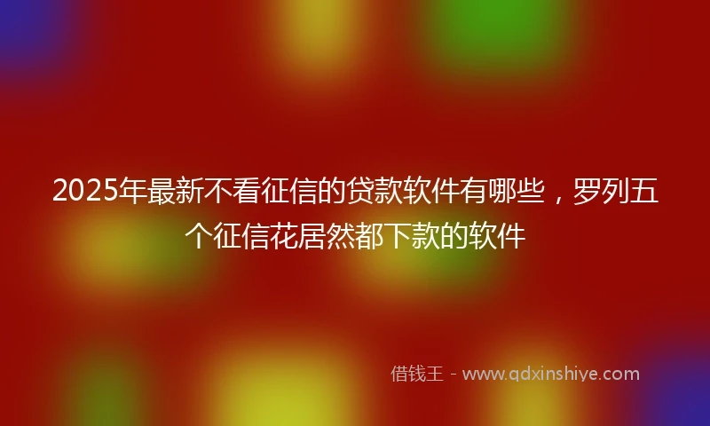 2025年最新不看征信的贷款软件有哪些，罗列五个征信花居然都下款的软件