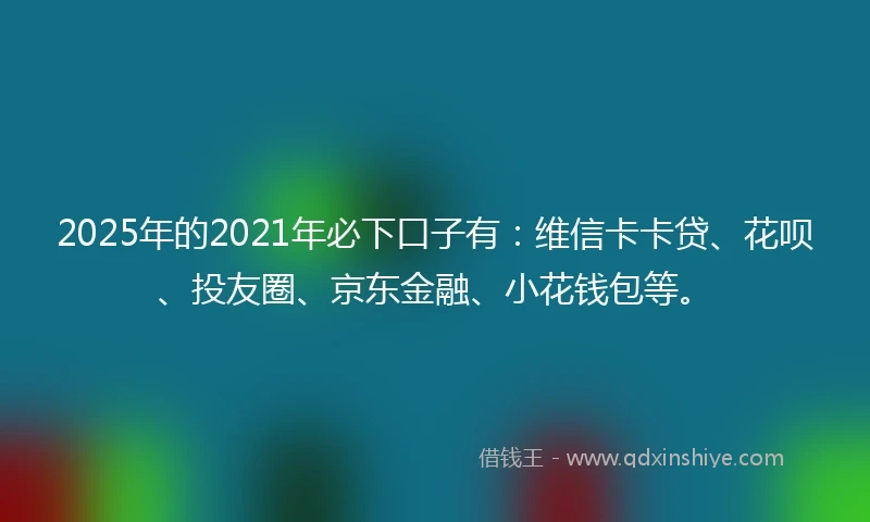 2025年的2021年必下口子有：维信卡卡贷、花呗、投友圈、京东金融、小花钱包等。
