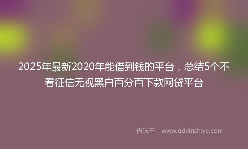 2025年最新2020年能借到钱的平台，总结5个不看征信无视黑白百分百下款网贷平台