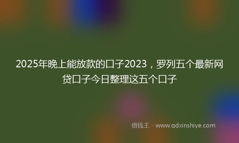 2025年晚上能放款的口子2023，罗列五个最新网贷口子今日整理这五个口子