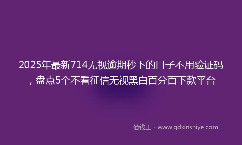 2025年最新714无视逾期秒下的口子不用验证码，盘点5个不看征信无视黑白百分百下款平台