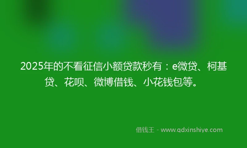 2025年的不看征信小额贷款秒有：e微贷、柯基贷、花呗、微博借钱、小花钱包等。
