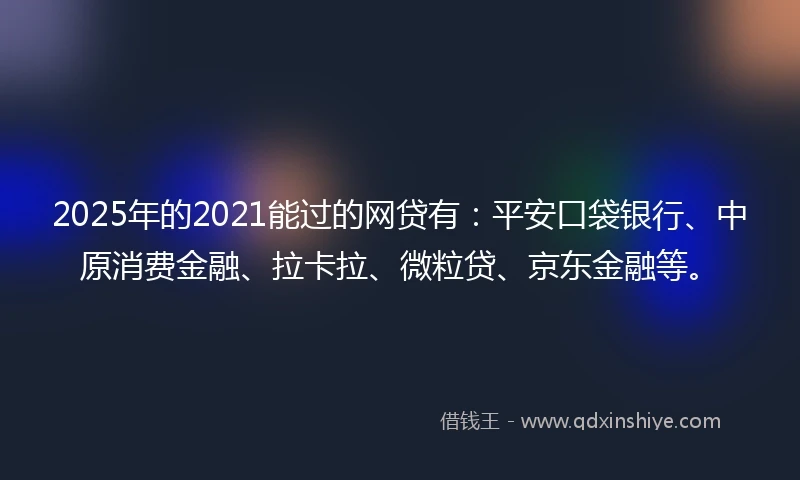 2025年的2021能过的网贷有：平安口袋银行、中原消费金融、拉卡拉、微粒贷、京东金融等。