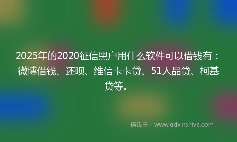 2025年的2020征信黑户用什么软件可以借钱有：微博借钱、还呗、维信卡卡贷、51人品贷、柯基贷等。