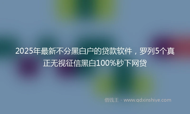 2025年最新不分黑白户的贷款软件，罗列5个真正无视征信黑白100%秒下网贷