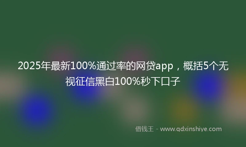 2025年最新100%通过率的网贷app，概括5个无视征信黑白100%秒下口子