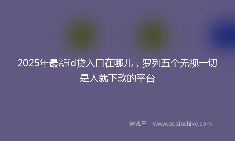 2025年最新id贷入口在哪儿，罗列五个无视一切是人就下款的平台