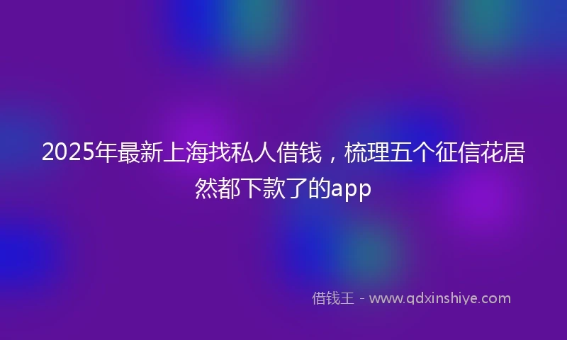 2025年最新上海找私人借钱，梳理五个征信花居然都下款了的app