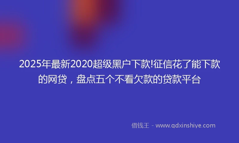 2025年最新2020超级黑户下款!征信花了能下款的网贷，盘点五个不看欠款的贷款平台