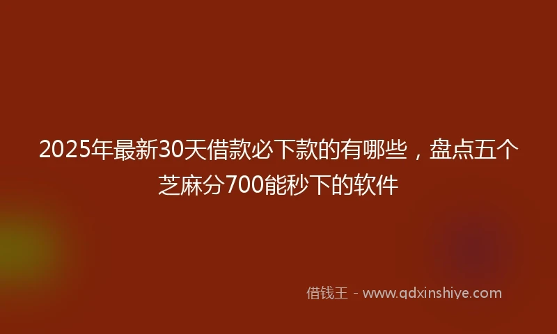 2025年最新30天借款必下款的有哪些，盘点五个芝麻分700能秒下的软件