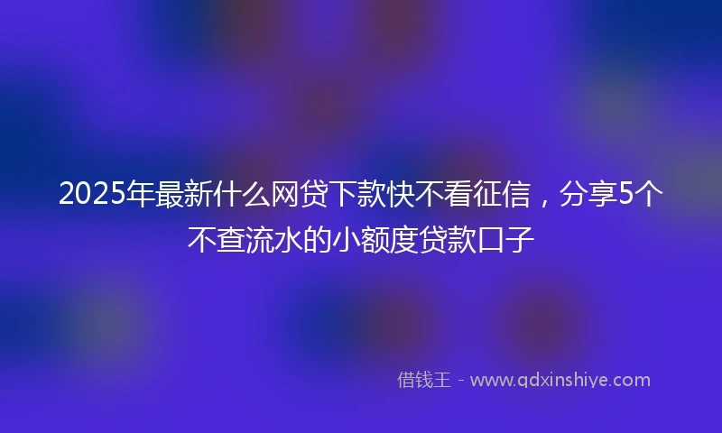 2025年最新什么网贷下款快不看征信，分享5个不查流水的小额度贷款口子