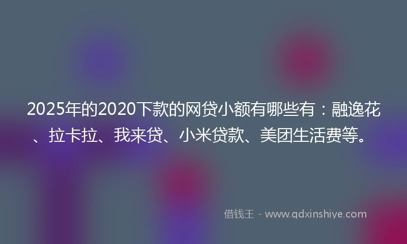 2025年的2020下款的网贷小额有哪些有：融逸花、拉卡拉、我来贷、小米贷款、美团生活费等。