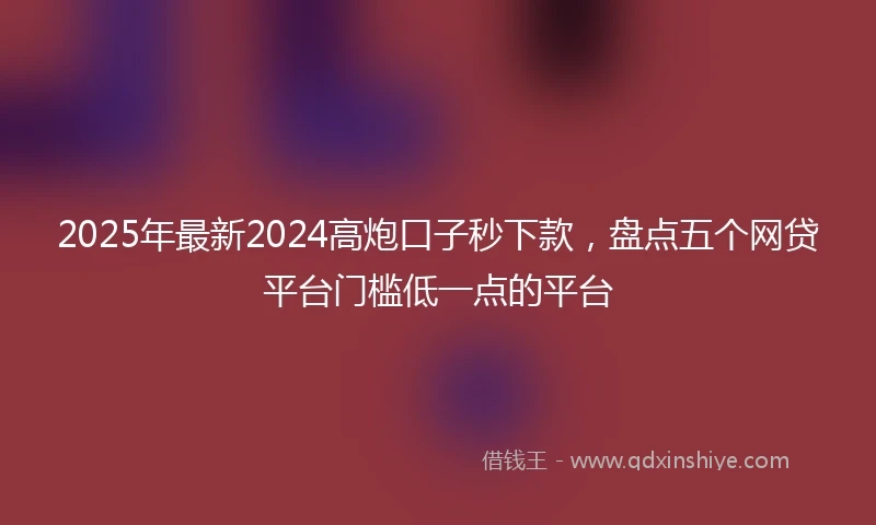 2025年最新2024高炮口子秒下款，盘点五个网贷平台门槛低一点的平台