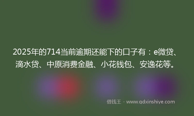 2025年的714当前逾期还能下的口子有：e微贷、滴水贷、中原消费金融、小花钱包、安逸花等。