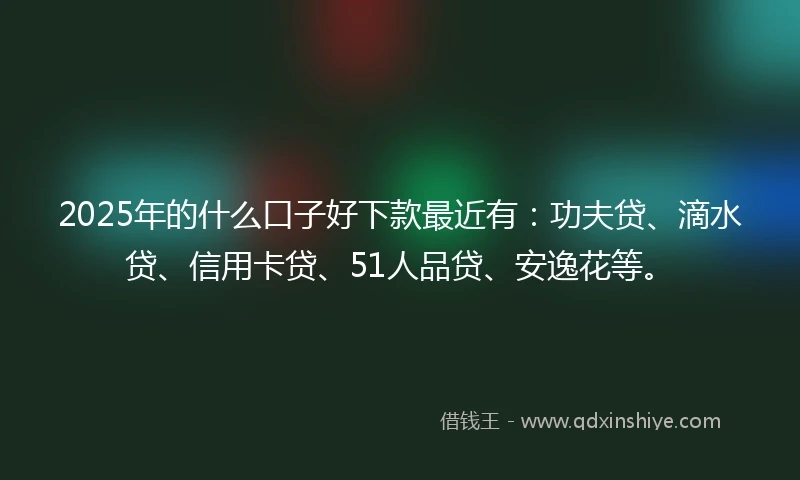 2025年的什么口子好下款最近有：功夫贷、滴水贷、信用卡贷、51人品贷、安逸花等。