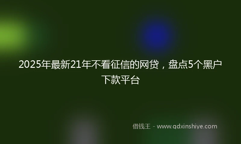 2025年最新21年不看征信的网贷，盘点5个黑户下款平台