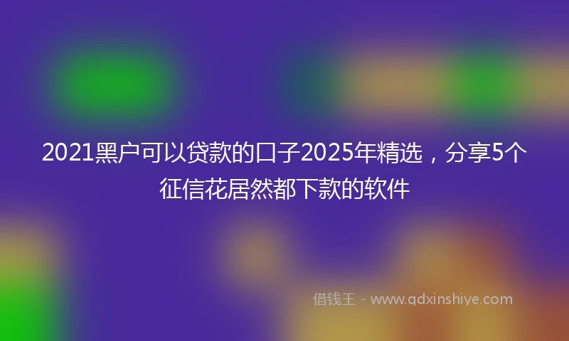 2021黑户可以贷款的口子2025年精选，分享5个征信花居然都下款的软件