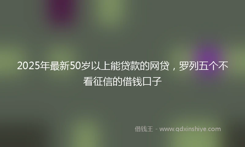 2025年最新50岁以上能贷款的网贷，罗列五个不看征信的借钱口子