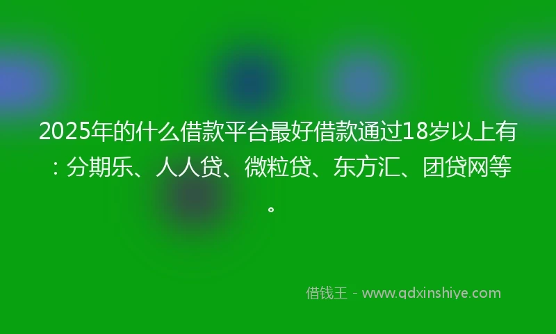 2025年的什么借款平台最好借款通过18岁以上有：分期乐、人人贷、微粒贷、东方汇、团贷网等。