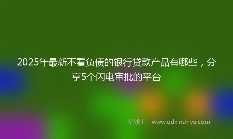 2025年最新不看负债的银行贷款产品有哪些，分享5个闪电审批的平台