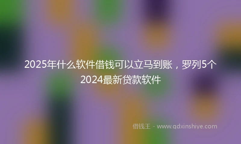 2025年什么软件借钱可以立马到账，罗列5个2024最新贷款软件