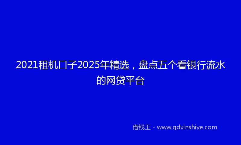 2021租机口子2025年精选，盘点五个看银行流水的网贷平台