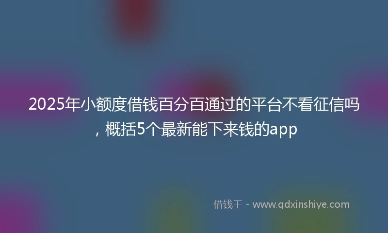2025年小额度借钱百分百通过的平台不看征信吗，概括5个最新能下来钱的app